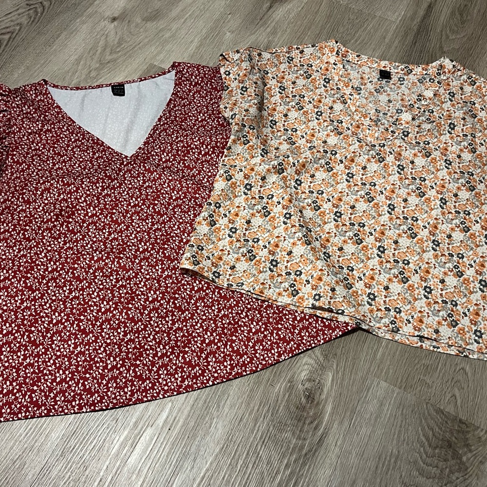 *BUNDLE* SHEIN Red and Orange Floral Blouses